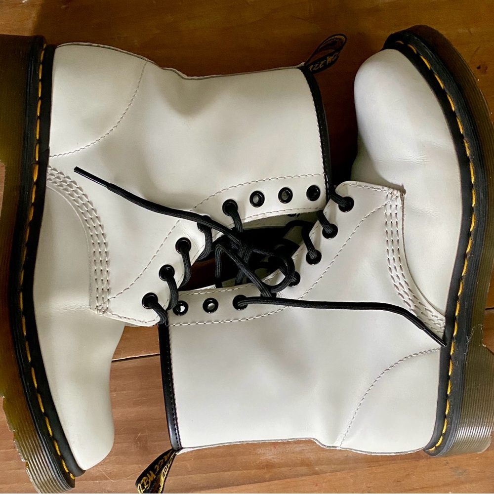 Dr. Martens White Boots with Black Accents